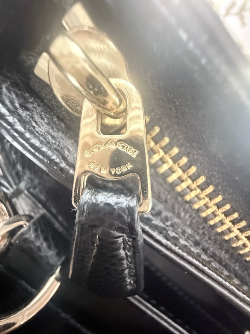 Coach Christie Carryall Black Pebbled Leather Structured Tote with Gold Hardware - Picture 13 of 14